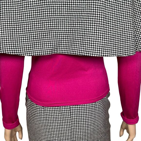 Vintage J Jodi Houndstooth Wool Cape Jacket and Skirt Set with Fuchsia Mock Neck - Picture 7 of 16